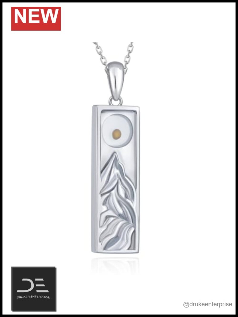 925 Sterling Silver Mustard Seed Necklace Mountain Pendant Faith Jewelry